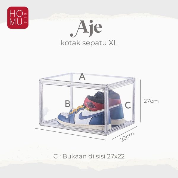 HOMU AJ – Shoe Box Kotak Display Penyimpanan Sepatu Transparan Premium Durable Shoes Display Box XL