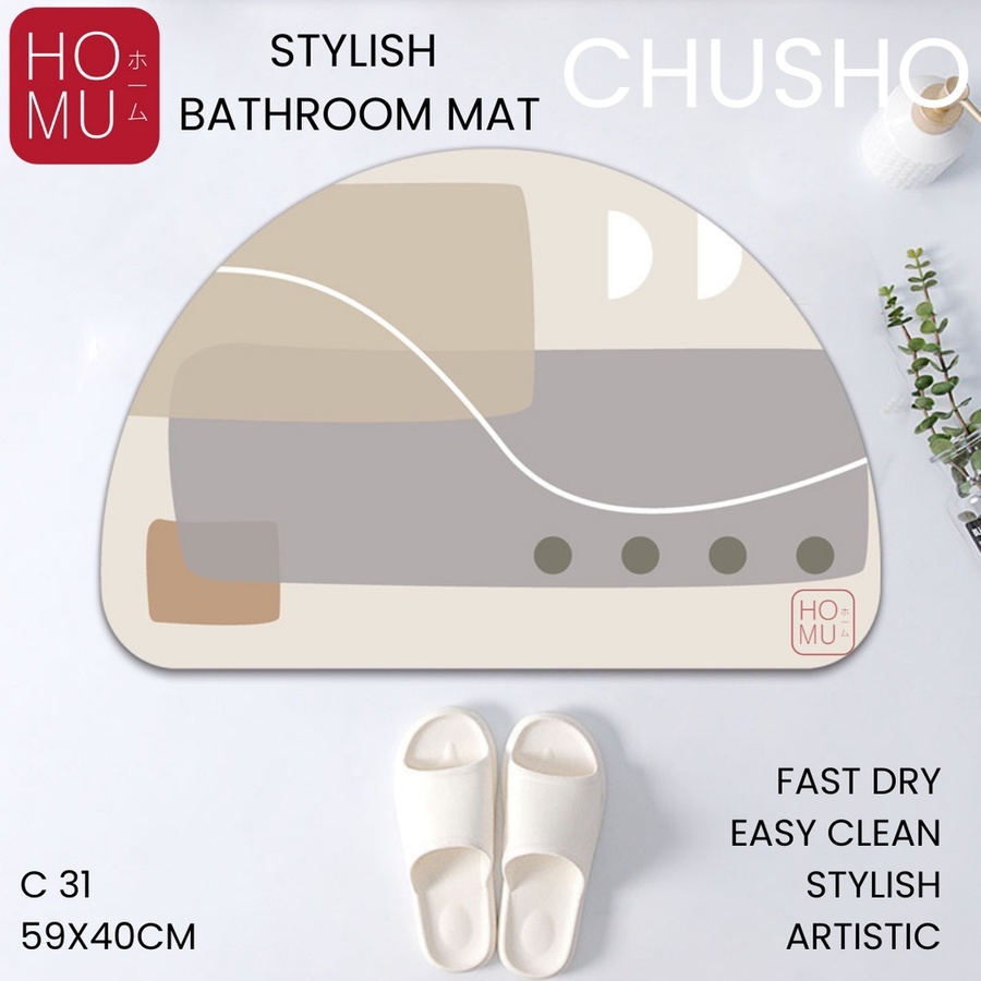 HOMU CHUSHO Stylish Bathroom Mat Keset Kamar Mandi Dapur Diatomite Lembut Anti Slip Cepat Kering