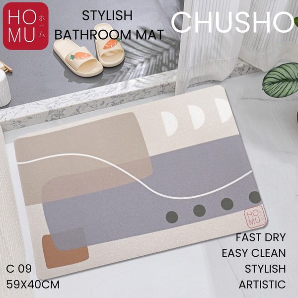HOMU CHUSHO Stylish Bathroom Mat Keset Kamar Mandi Dapur Diatomite Lembut Anti Slip Cepat Kering
