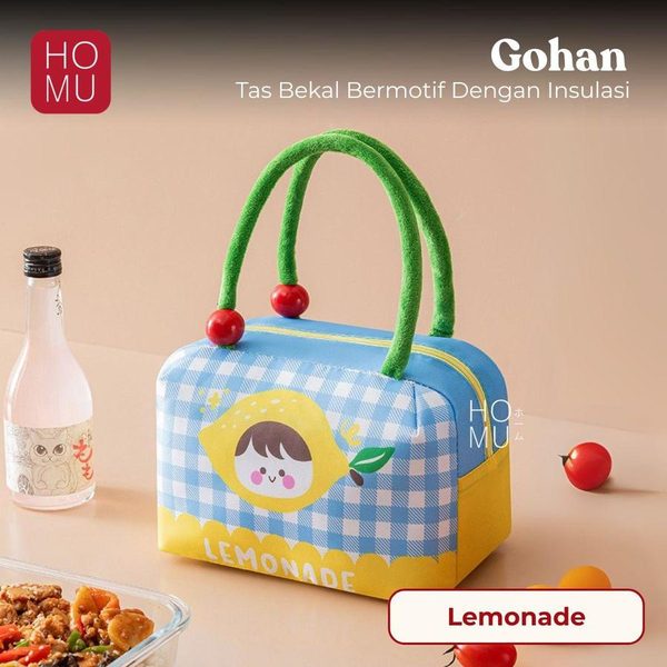 HOMU Gohan Tas Bekal Kartun dengan Aluminium Foil Lunch Bag Cooler Pouch Makan Pendingin Portabel Ba