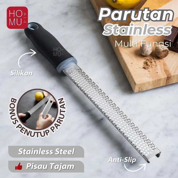 HOMU HIGA Parutan Keju Grater Lemon Zester Stainless Steel Super Tajam Anti Karat Panjang 32cm