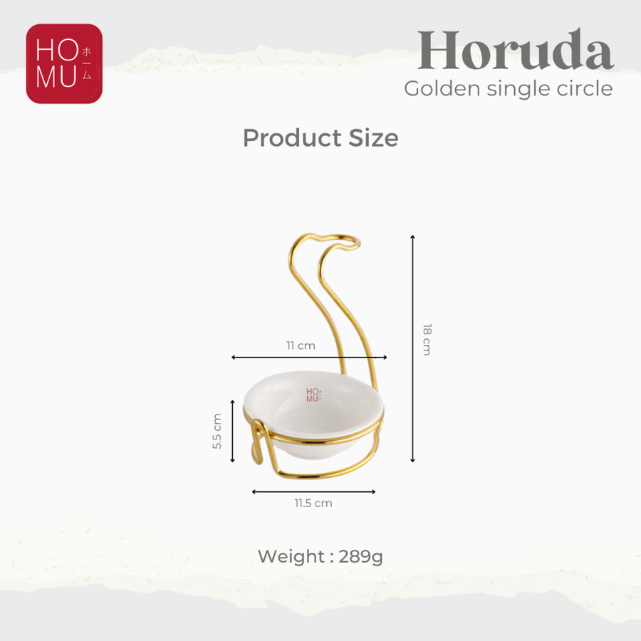 HOMU HORUDA Gold – Stainless Steel Ladle Stand Holder Sendok Sup Stainless dengan Mangkuk Keramik