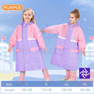 HOMU KYOTO Rain Coat Jas Hujan Anak Premium Model Korea Bahan PEVA Ringan, Tahan Air