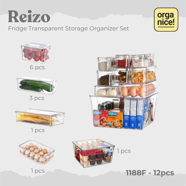 ORGANICE Organizer Kulkas Transparan Stackable Premium Kotak Penyimpanan Buah Sayur Serbaguna