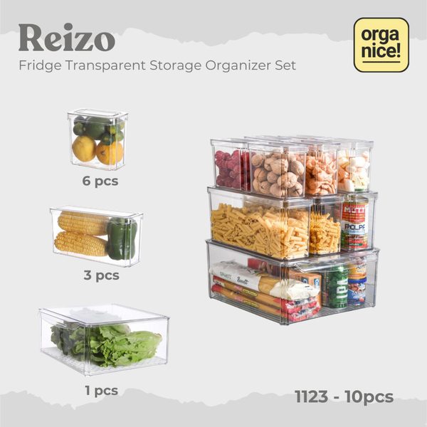 ORGANICE Organizer Kulkas Transparan Stackable Premium Kotak Penyimpanan Buah Sayur Serbaguna