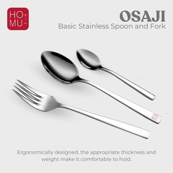 HOMU Osaji Basic Stainless Spoon and Fork Sendok Makan & Garpu Stainless
