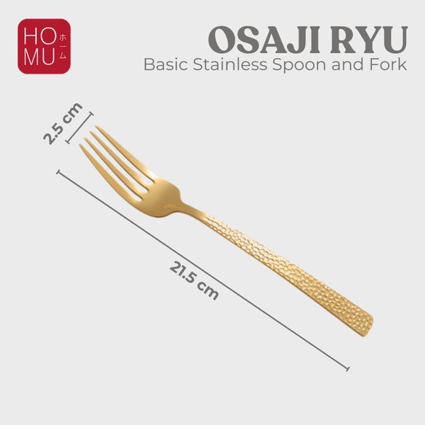 HOMU Osaji Ryu Gold Basic Stainless Spoon and Fork Sendok Makan & Garpu Stainless