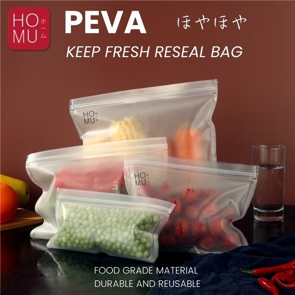 HOMU PEVA Keep Fresh Reseal Bag Kantong Penyimpanan Makanan Organizer Kulkas Ziplock non Silicone