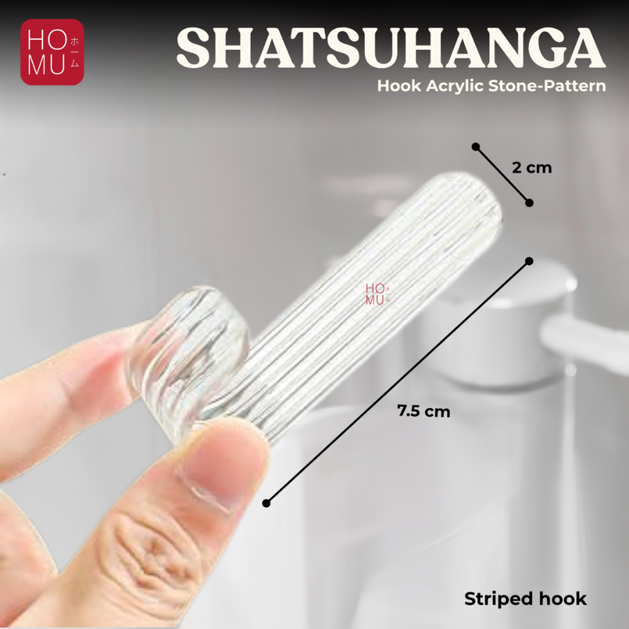 HOMU SHATSUHANGA Acrylic Hook Premium Gantungan Kait Transparan Motif Batu Anti Air Hook Serbaguna