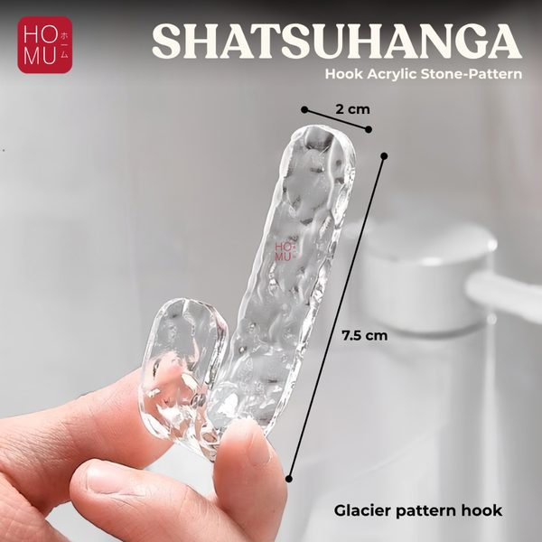 HOMU SHATSUHANGA Acrylic Hook Premium Gantungan Kait Transparan Motif Batu Anti Air Hook Serbaguna