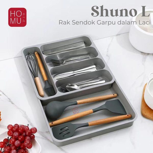 HOMU SHUNO L DRAWER CUTLERY ORGANIZER UTENSILS STORAGE PENYIMPANAN PERALATAN MAKAN SPATULA CUTLERY
