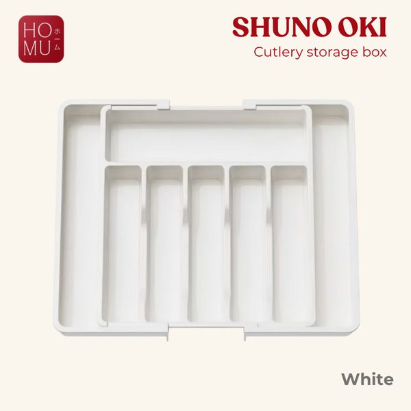 SHUNO OKI Expandable Cutlery storage box Kotak Penyimpanan Serbaguna Rak Sendok Garpu Pisau Laci
