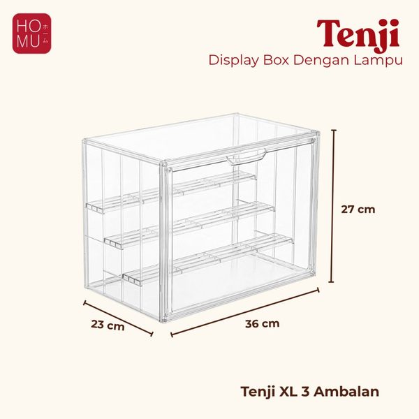 HOMU TENJI – Transparent Storage Box LED PREMIUM Acrylic Action Figure Kotak Rak Pajangan Akrilik dengan Lampu LED