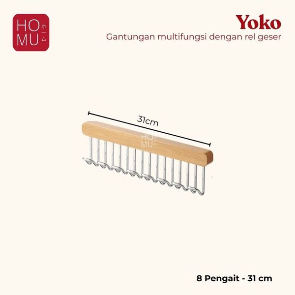 HOMU YOKO Retractable Hook Gantungan Kapstok Tarik Multifungsi Rel Geser Lemari Pakaian Dapur Kantor